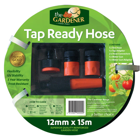 Fitted 12mm x 15m Garden Hose